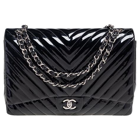 chanel black flap maxi chevron